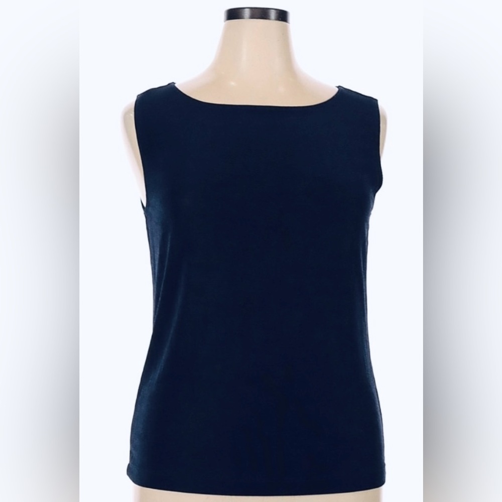 NWT Chico's Travelers Style Slinky Navy Blue Sleeveless Top, Size 2 Large USA